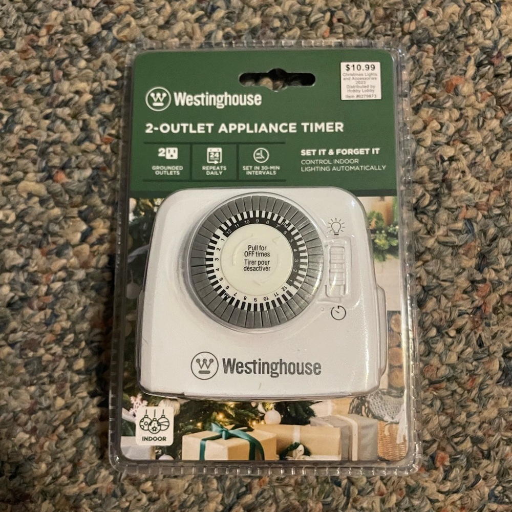 NWT Westinghouse 2-Outlet Appliance Timer white shut off time control watch